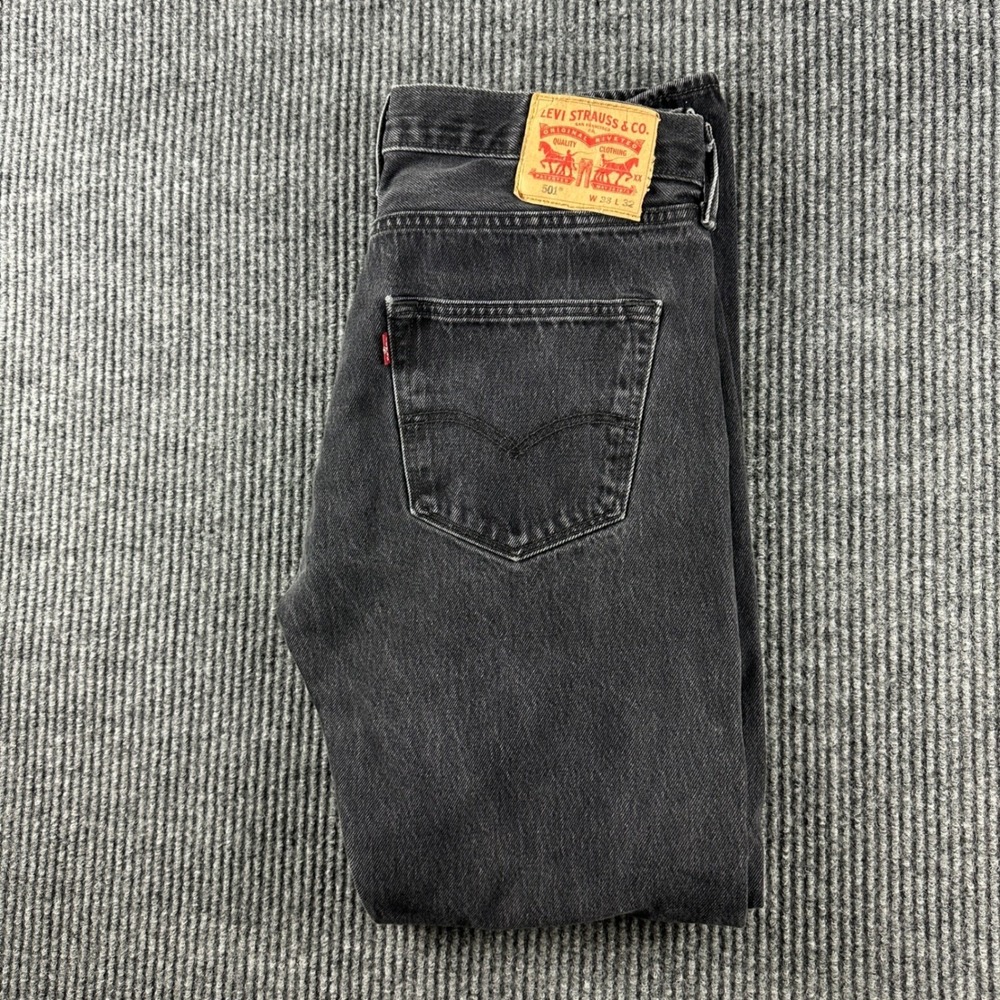 Levi's 501 Original Fit Jeans Mens 33x30 Faded Black Straight Leg Denim Pants